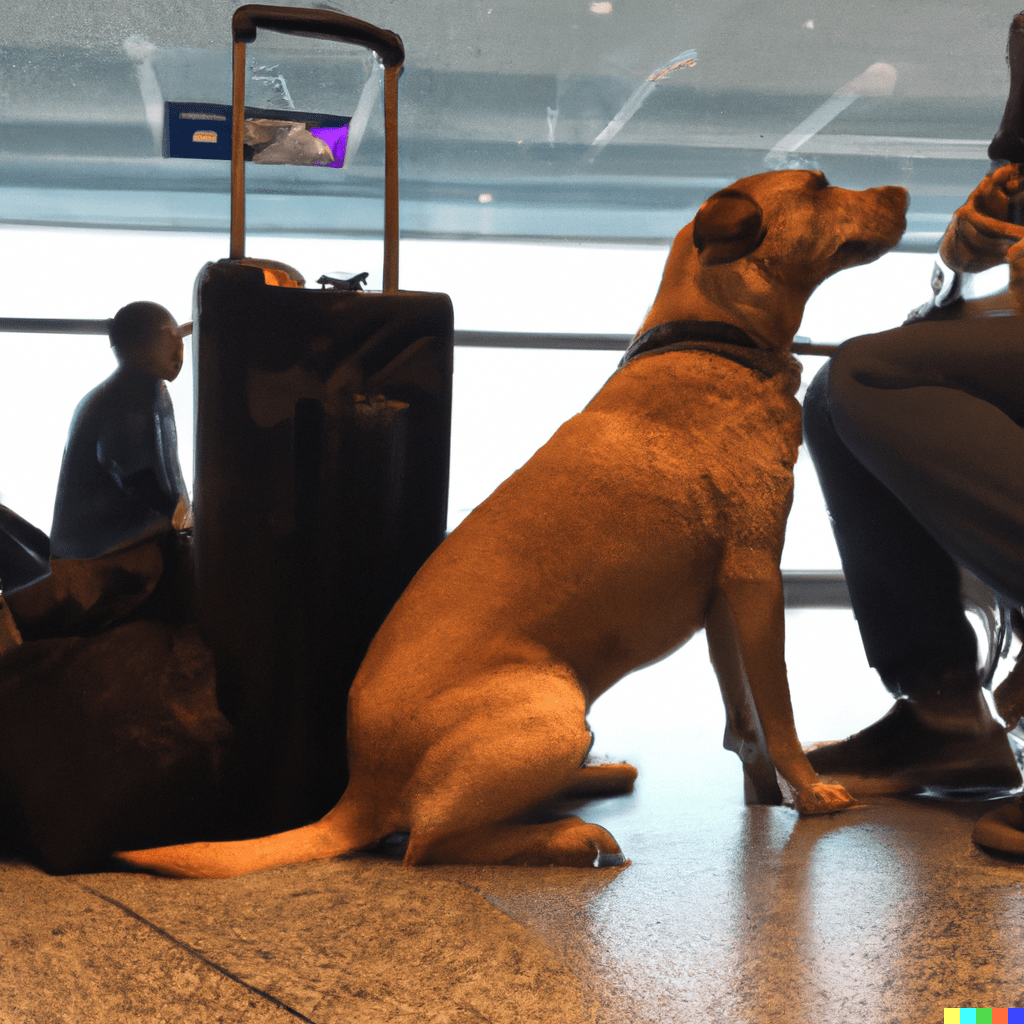 chien à l'aéroport